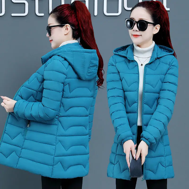 

Winter Down cotton Jacket 2023 Middle-aged Mother Slim Detachable Hooded Parkas Coat Warm Thicken Solid Long Outwear Female 6XL