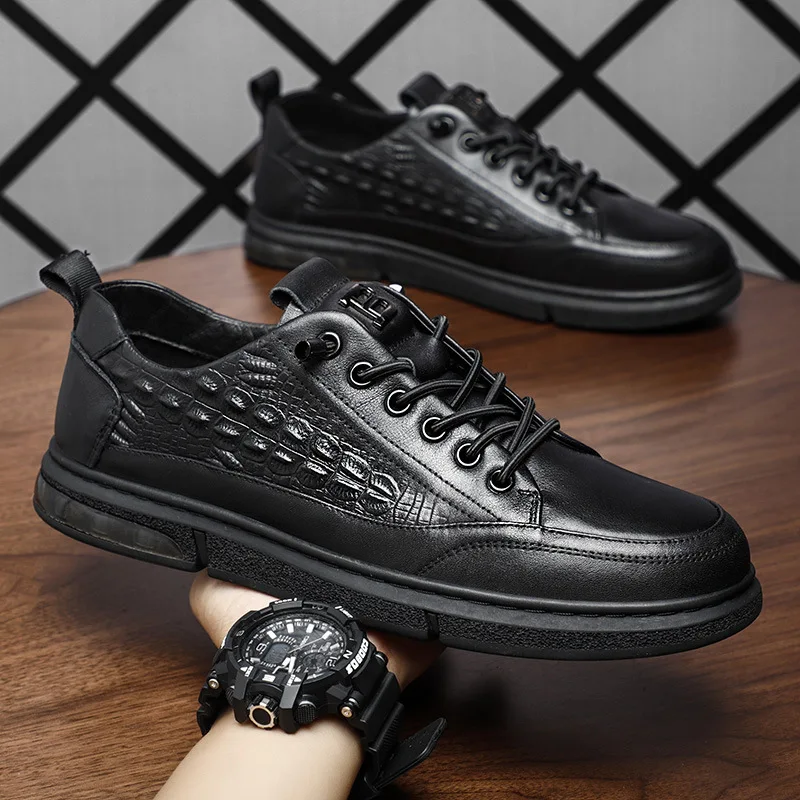 

Мужские кожаные повседневные туфли, удобные классические туфли на мягкой подошве, модные трендовые универсальные дышащие повседневные спо...