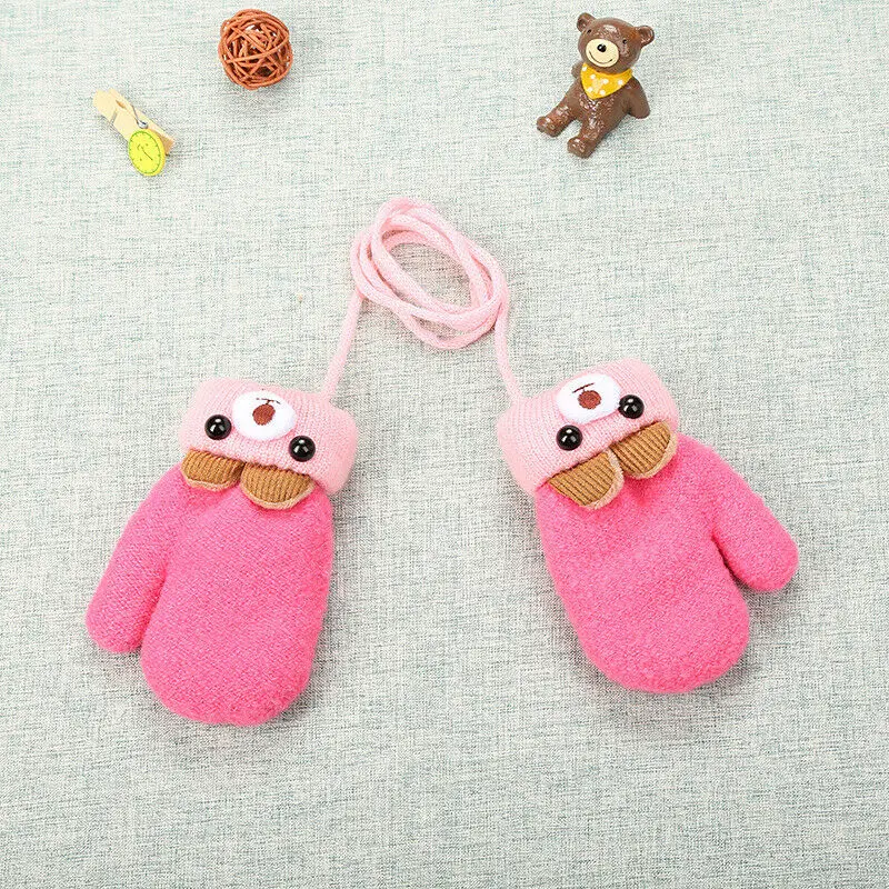 Зимние Детские перчатки с милыми медвежьими ушками для новорожденных мальчиков