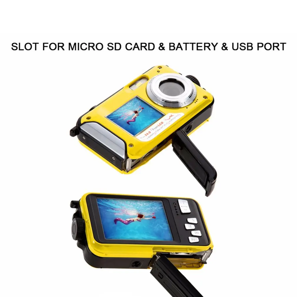 2 7 дюймов TFT цифровая водостойкая камера 24MP/48MP MAX 1080P двойной экран 16x цифровой зум