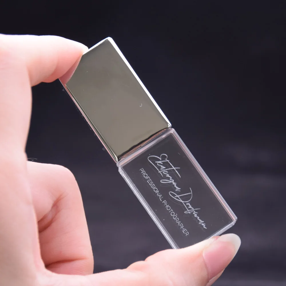 USB 2 0 Новый Кристальный флеш-накопитель с логотипом на заказ в подарочной коробке