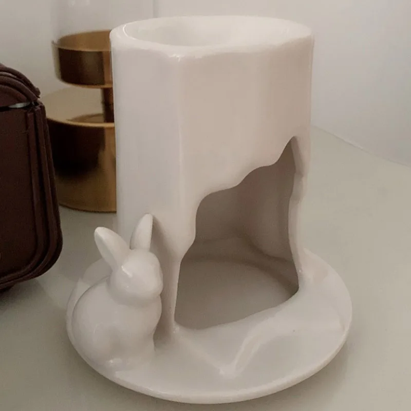 Cute rabbit stump aromatherapy furnace candle holder ceramic crafts wedding European style home accessories gifts | Дом и сад
