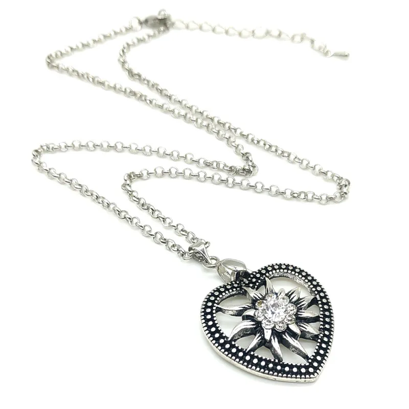 QIDIEHUA Bijoux Collier антикварное серебряное ожерелье Эдельвейс с кулоном для женщин