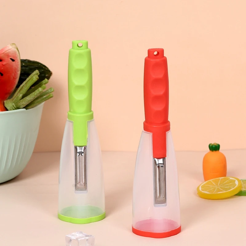 

1Pcs Stainless Steel Peeling Knife Multifunctional Vegetable Fruit Peel Belt Storage Box With Bucket Peeling Knife Kitchen Tools
