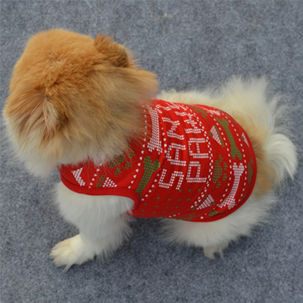 

Cotton Dog Clothes Christmas Holiday Vest Costume Cute Pet Soft Cotton Short Sleeve T Shirt Garment Warm Keeper