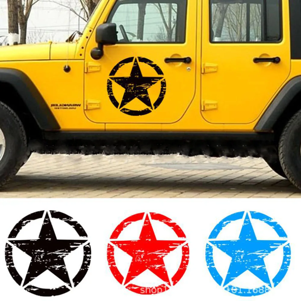 

Army star 50 x50cm front cover cross-country jeep bumper stickers door pickup trucks, Toyota vinyl decals stickers accessories