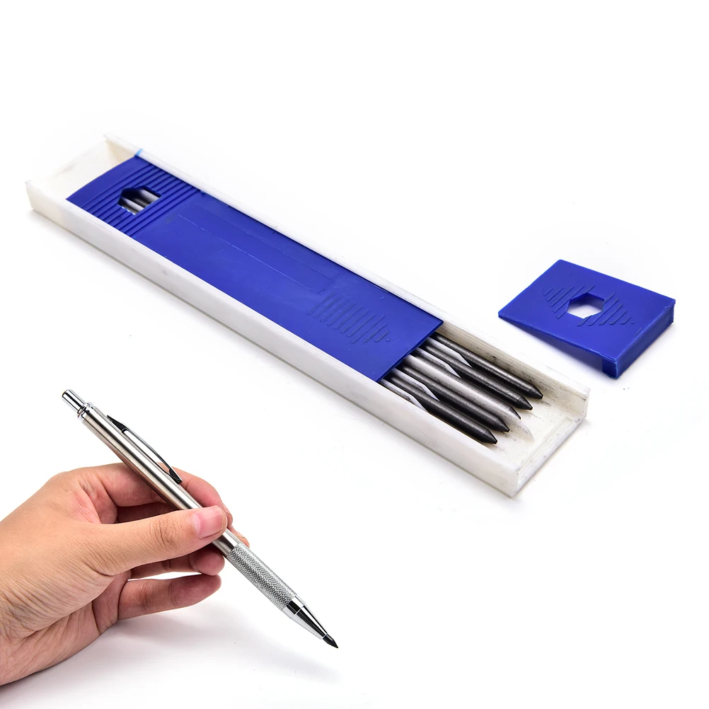 

1set Metal Automatic Pencil Silver Mechanical Pens For Kids Writing Gift Student School Stationary 3mm