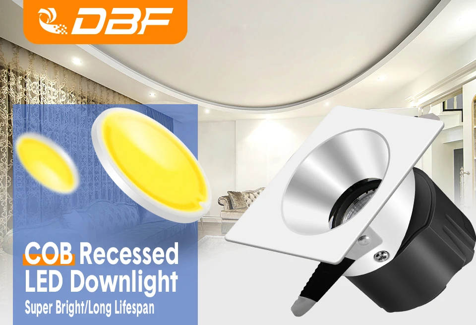 [DBF]2021 Anti-Glare Square Ceiling Spot Light Angle Adjustable Recessed Downlight 7W 12W 15W 18W for Hotel Pic Background Aisle bathroom ceiling light