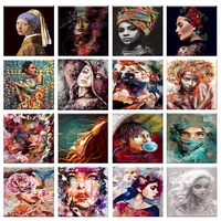 gatyztory oil painting by number set women portrait on canvas 60x75 frame paint for adults picture drawing coloring by numbers