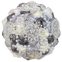 wifelai a 1piece elegant custom ivory bridal wedding bouquets stunning pearls beaded crystal brooch stitch wedding bouquets w230