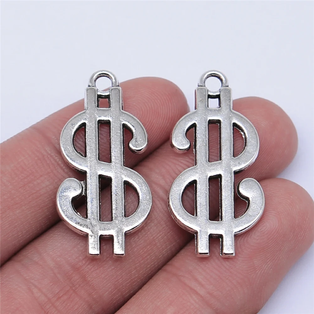 

WYSIWYG 5pcs 33x16mm Antique Silver Color Dollar Sign Charms Pendant For Jewelry Making DIY Jewelry Findings