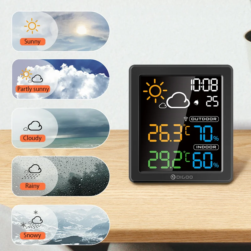 Digoo DG-TH1981 открытый цифровой LCD гигрометр термометр Погодная станция Беспроводной