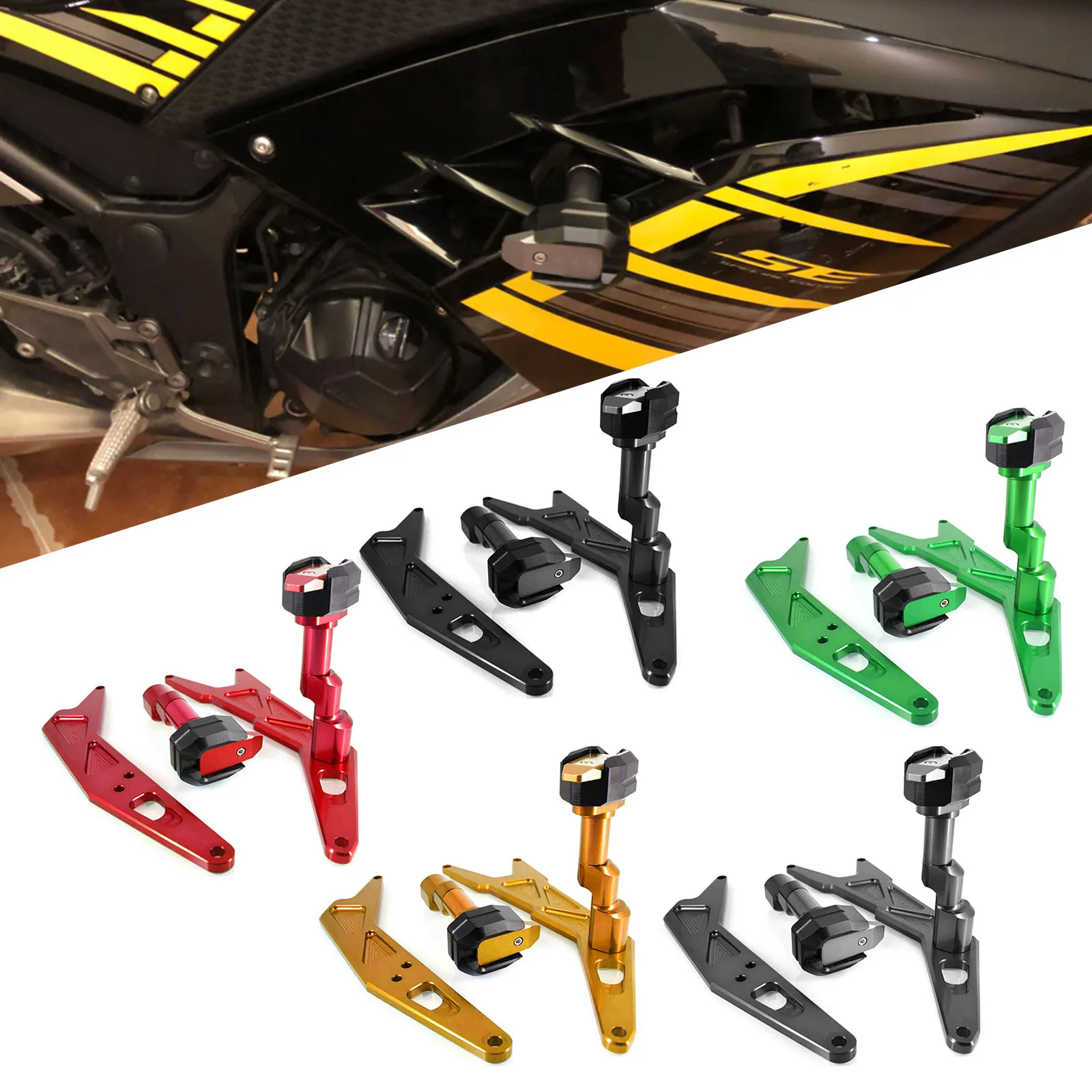 

2Pcs Motorcycle Falling Protection Frame Slider Fairing Guard Anti Crash Pad Protector for KAWASAKI NINJA250 NINJA300 2013-2016