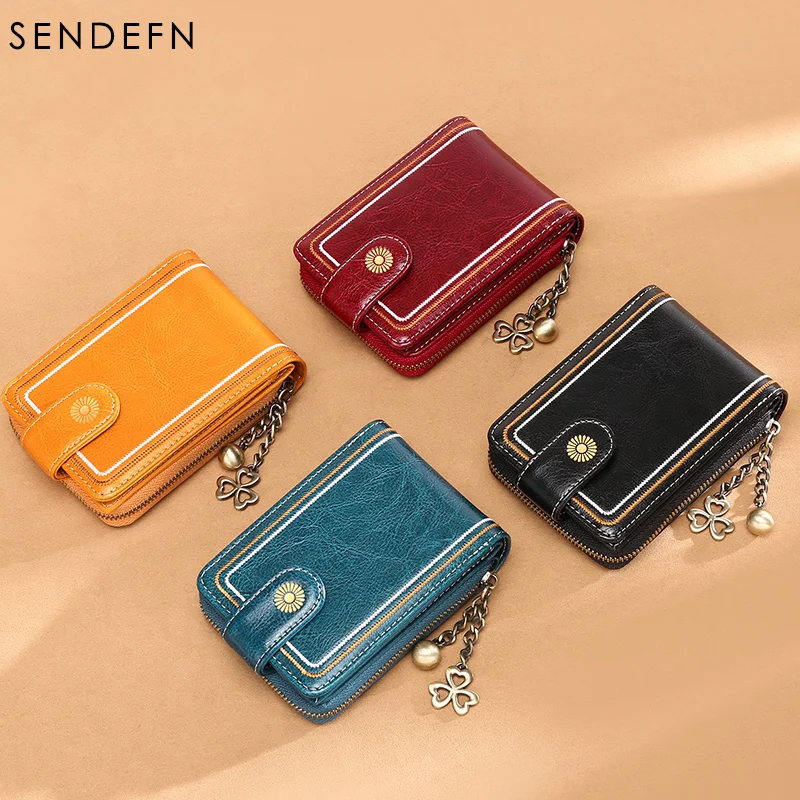 SENDEFN rfid-кошелек тройного сложения женский кожаный кошелек с держателем для карт