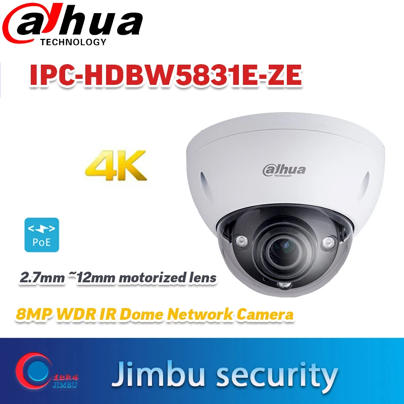 Dahua 8MP 4K IP камера IPC HDBW5831E ZE WDR сеть h.265 IR50m PoE + 2 7 мм ~ 12 Моторизованный объектив IK10 Micro