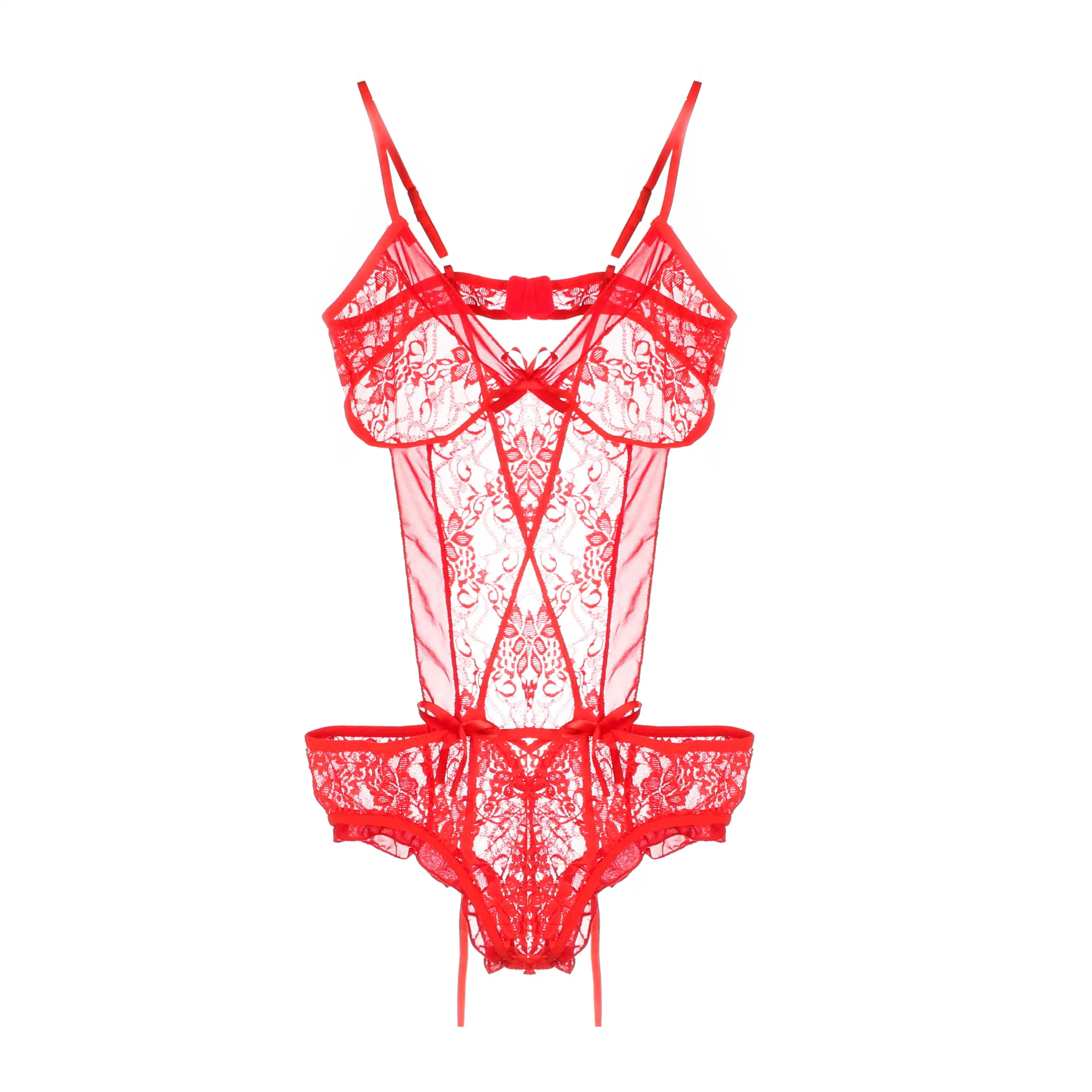 Модная женская однотонная пикантная сетчатая кружевная ночная рубашка с