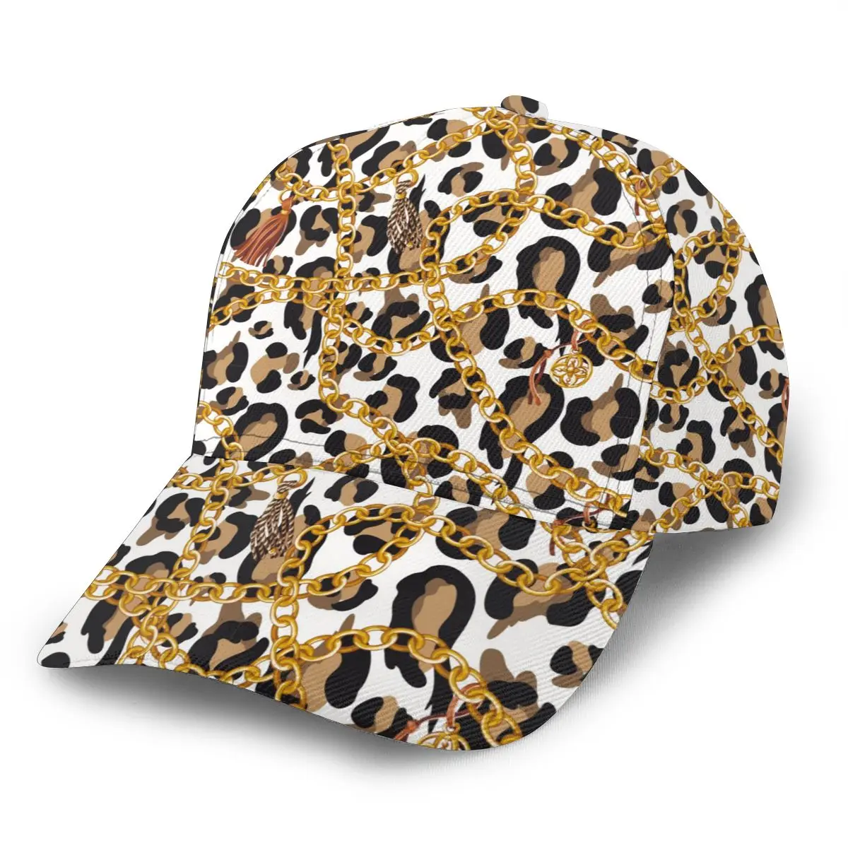

NOISYDESIGNS Trendy Snapback Hats Baseball Cap Hats Hip Hop Leopard Golden Chain Printing Hats for Men Women Cap Wholesale