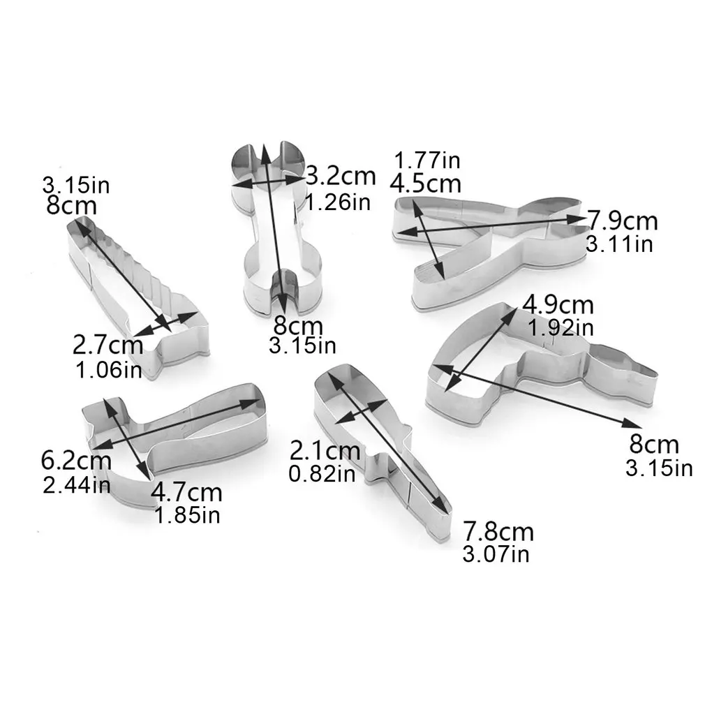

6pcs/set Stainless Steel Biscuit Mould Hardware Tool Baking DIY Tool Kitchen Tool Household Fondant Modeling Tool
