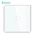 Сенсорный выключатель бренда Bseed, 1 клавиша, 1 канал, европейский стандарт, сенсорный переключатель черного, белого, золотого, серого цветов со стеклянной панелью для дома