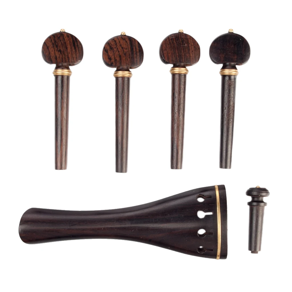 

Ebony Wood Violin Parts Set Tailpiece + Tuning Peg + Endpin for 4/4 Fiddle