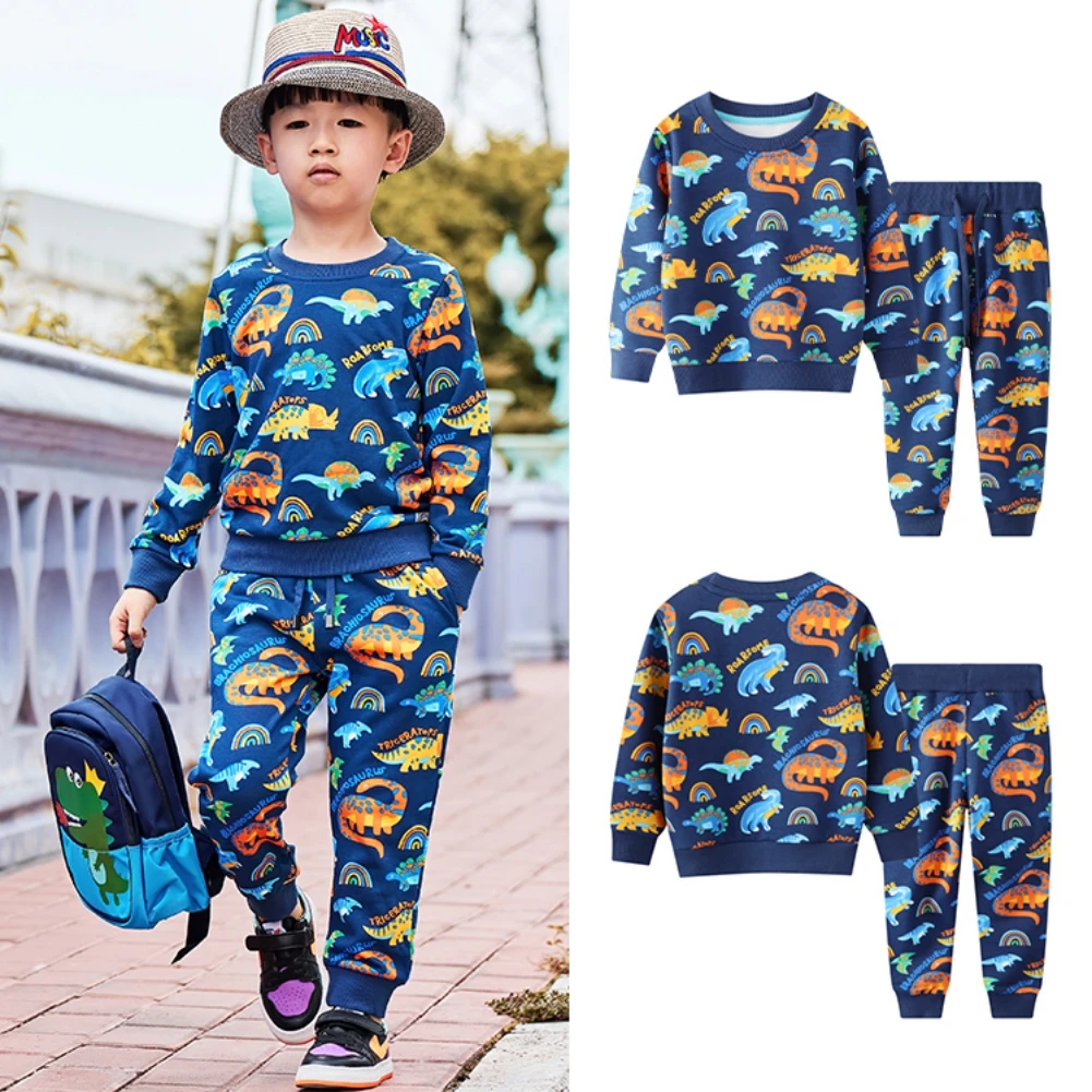 

Toddler Baby Boys Tracksuit Long Sleeve Tops+Pants Fall Winter Cartoon Dinosaur Sweatshirt Trousers Jogger Sportswear 2-8T