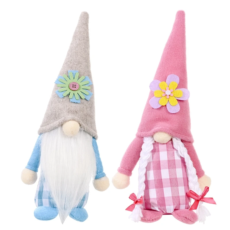 

2 Pcs Spring Flowers Gnome Faceless Doll Mother's Day Gnomes Gift for Mother Home Decor Ornaments