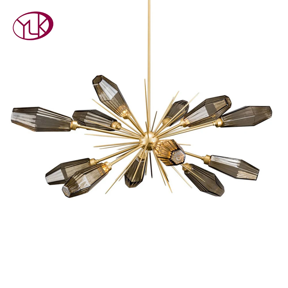 

Modern Chandelier in the Living Nordic Decor Style Room Smoky Gray Glass Branch led Lamp
