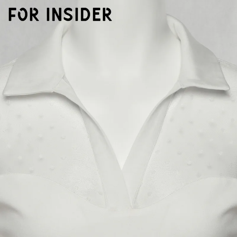 Повседневная белая блузка в горошек сеточку для женщин черная сексуальная