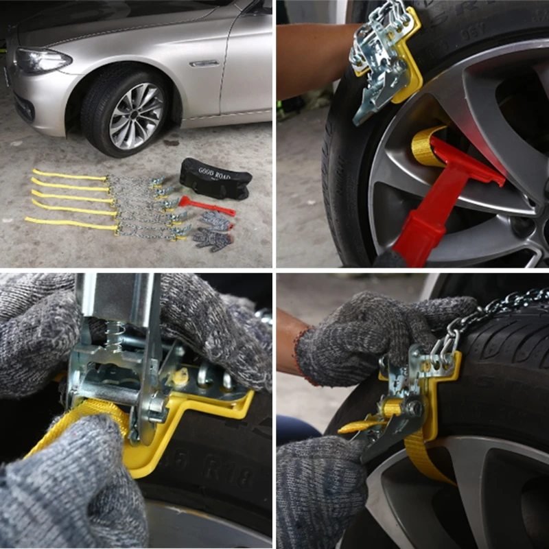 

Car Auto Anti-skid Steel Chain Skid Belt Snow Mud Sand Tire Clip-on Type