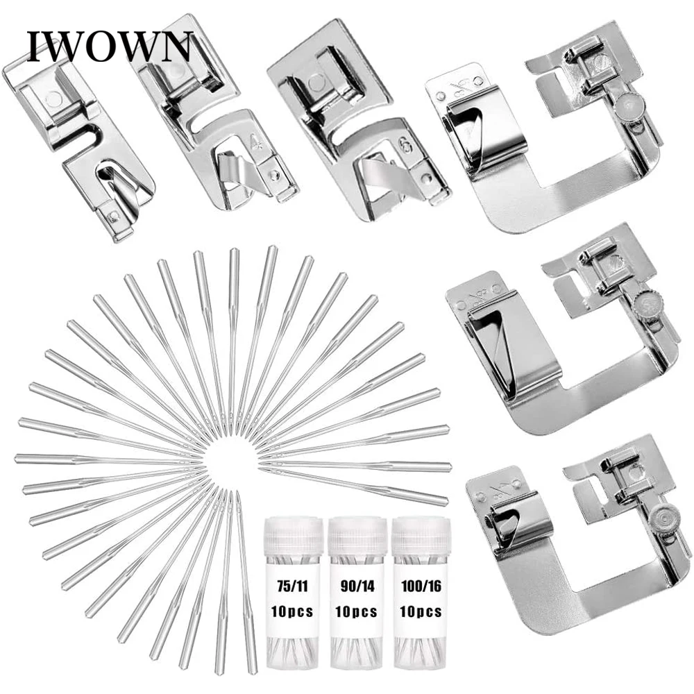 

36Pcs Hemming Feet Kit Narrow Rolled Hem Presser Foot Wide Hem Presser Foot Sewing Machine Needles for Household Sewing Machines