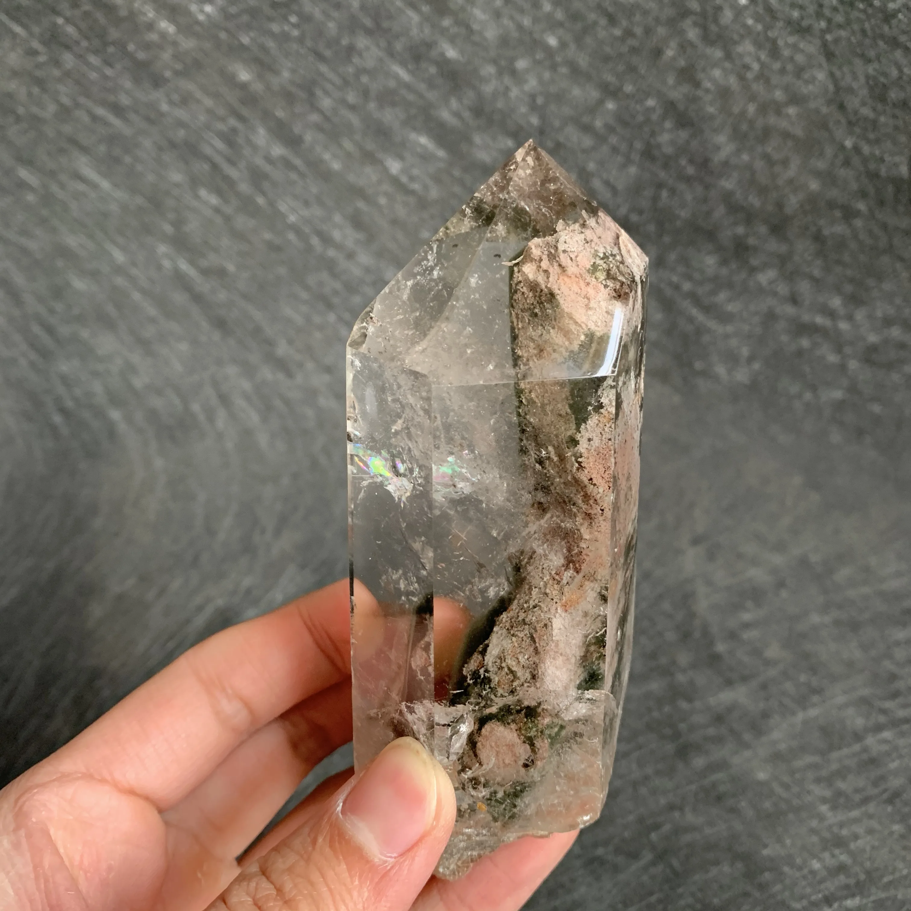 

308 г Натуральная Зеленая фантомная палочка, украшение, полированный кварцевый кристалл, восстанавливающий обелиск рейки W72