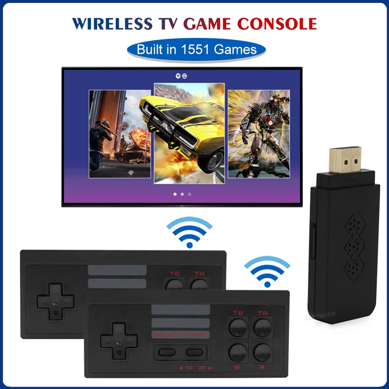 

Video Game Console Built in 1551 Games 8 Bit Game Player Handheld Game Console Dual Wireless Controller Gamepad HD&AV TV Output
