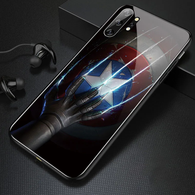 Captain America 2 Marvel Капитан Америка стеклянный чехол для телефона samsung Galaxy Note 10 9 8 S10 e 5G S9 S8 Plus роскошный черный пантера чехол Funda - Цвет: Captain America 2