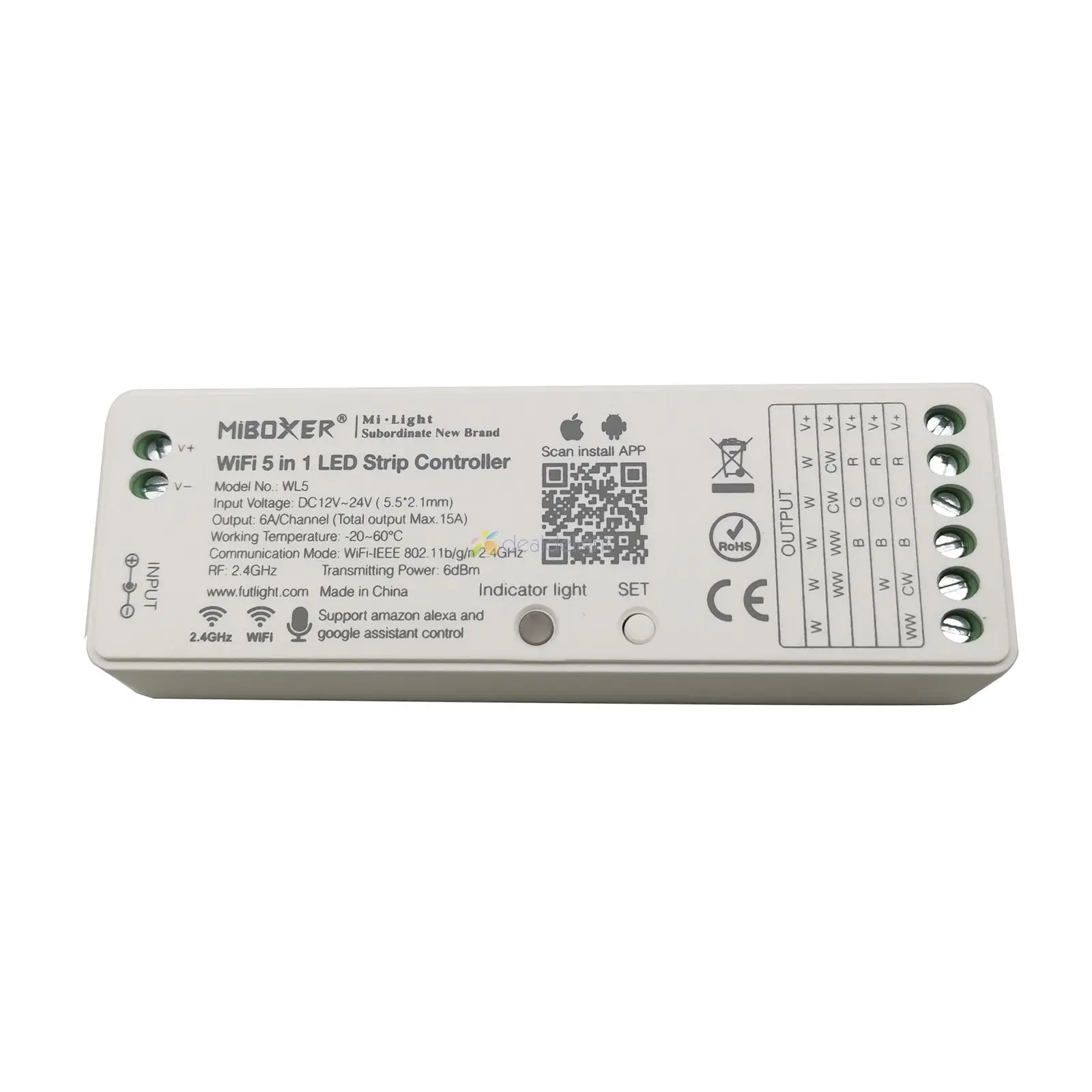 Mi. Светильник WL5 5 в 1 WiFi светодиодный контроллер 2,4G 15A для одного цвета, CCT, RGB, RGBW, RGB+ CCT светодиодный светильник работает с Google Alexa