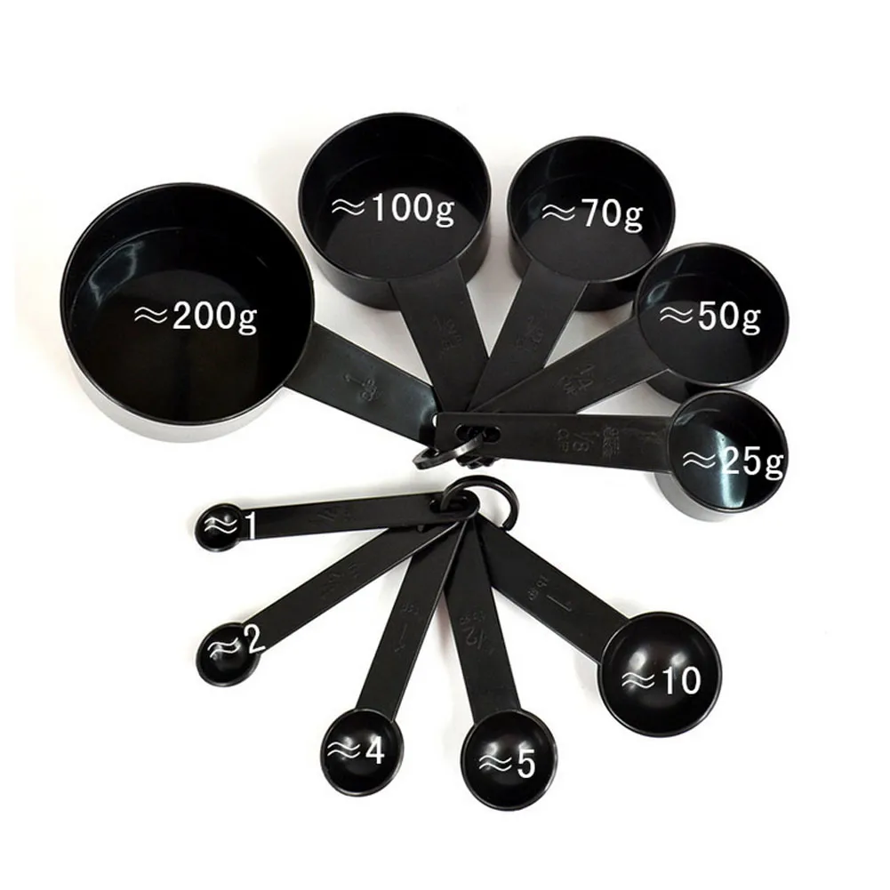 10 шт. набор ложка черный Пластик измерения ложки столовые приборы десерт