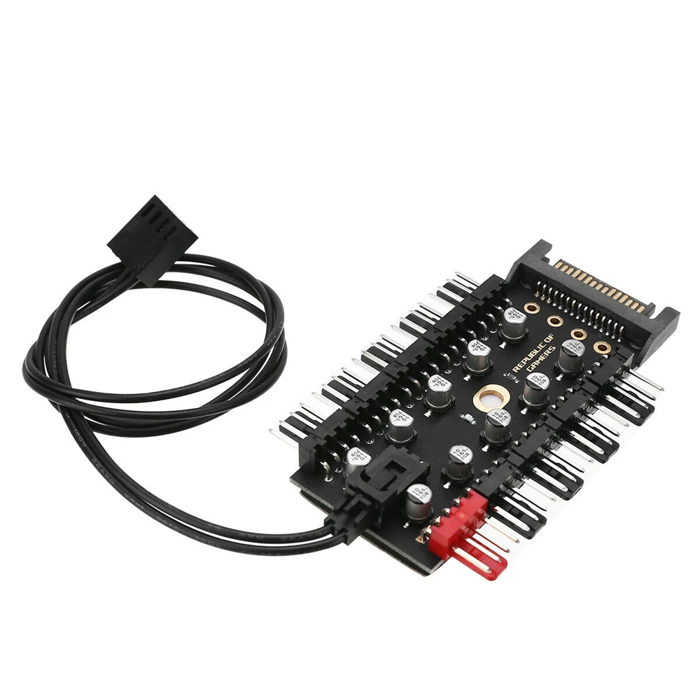 PC 1 to 10 4Pin Cooling Fans Hub Splitter Cable 12V PWM LED Sata Power Suppply Adapter Speed Controller For Computer Mining | Компьютеры и