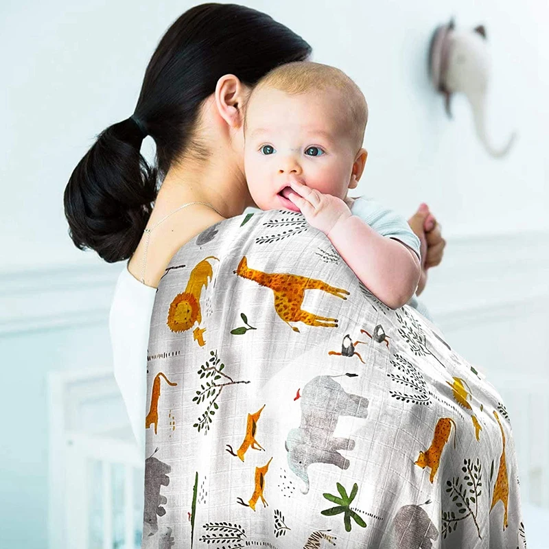 

48X48inch Muslin Baby Blanket Large Muslin Swaddle Blanket Newborn Essentials Unisex Soft Bamboo Cotton Muslin Cloths