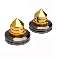 2 sets golden speaker spikes subwoofer cd audio amplifier turntable isolation stand feet shockproof mat