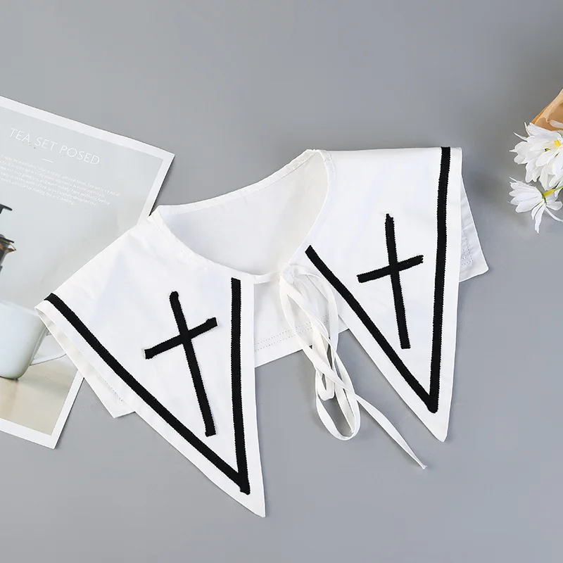 

Korean Big Lapel Detachable Collar for Women Sweater Top Fake Collar Shawl Shoulder Wrap Decor False Collars Tie