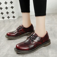 2020 women shoes leather lace up thick bottom flat platform dress shoes round toe spring autumn causal shoes flat oxfords women