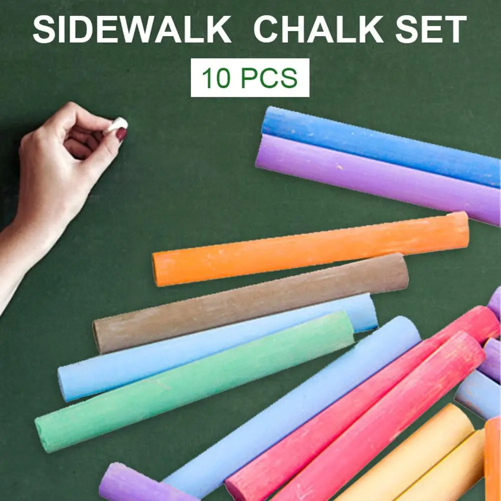 10PCS Sidewalk Chalk Set Bright Colors Doodle Blackboard Drawing Dustless Colorful for Teacher Supplies | Канцтовары для офиса и