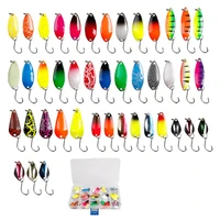 43pcs fishing spoon lure set metal baits trout fishing baits for trout char and perch with tackle box fake lures