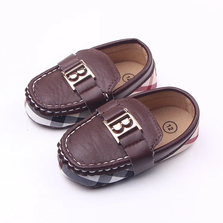 

New Hot Sale Fashion Brand Style Newborn Baby Shoes Boys Girls Unisex Plaid Stripe PU Soft Sole Infant Toddler Shoes 3-18 Months