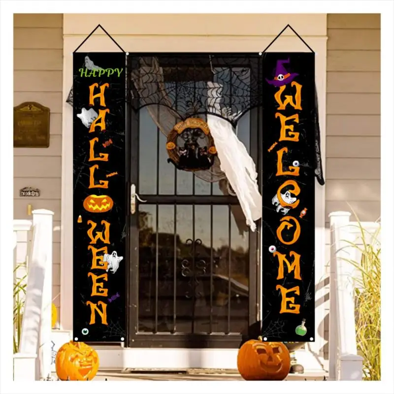 Halloween Decoration For Home Banner Gate Door Curtain Couplet Trick Or Treat Hanging Ornaments Props Party Supplies | Дом и сад