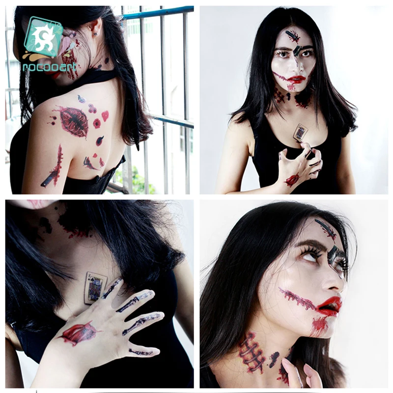 Оптовая продажа легкие реквизиты для Хэллоуина татуировки стикеры экологичные