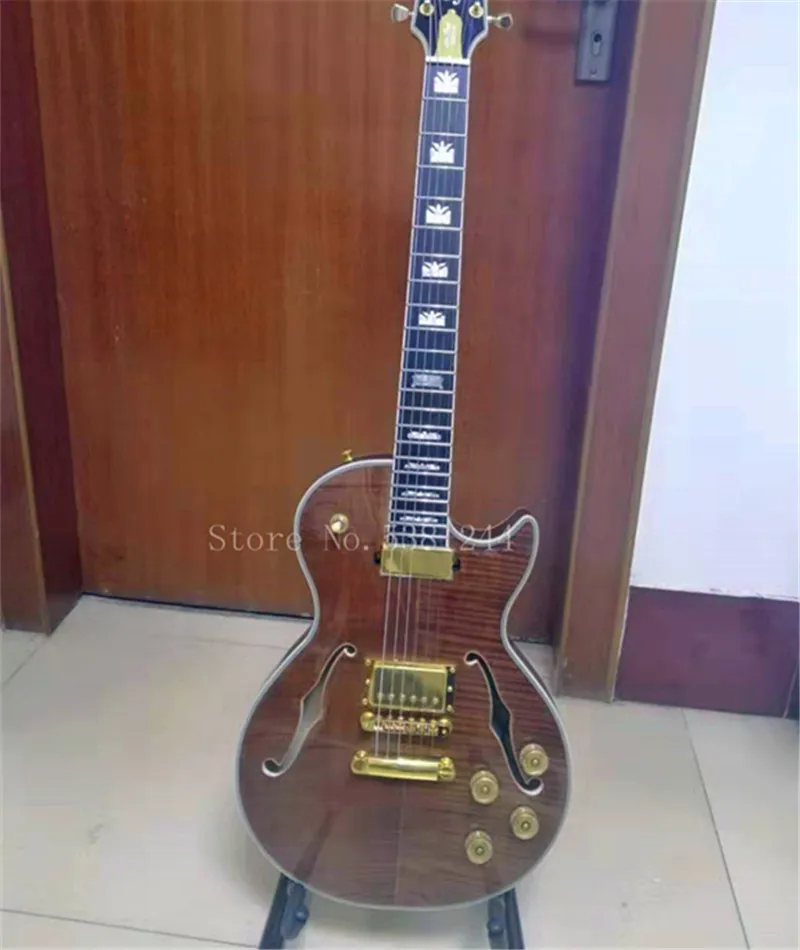 Transporte gratuito guitarra eléctrica personalizada de FABRICA diapason ébano agujero doble f rayas tigre dobles | Спорт и