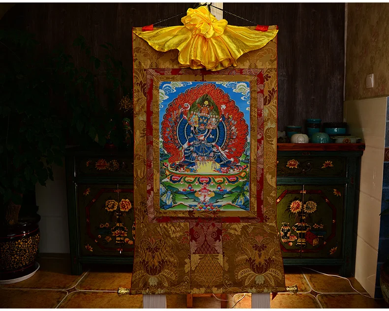 Goede Hoogwaardige Boeddhisme Thangka Thuis Tempel Muur Decor Art Yamantaka Boeddha Thang-Ga Schilderen Groothandel Boeddhistische Supply Grote