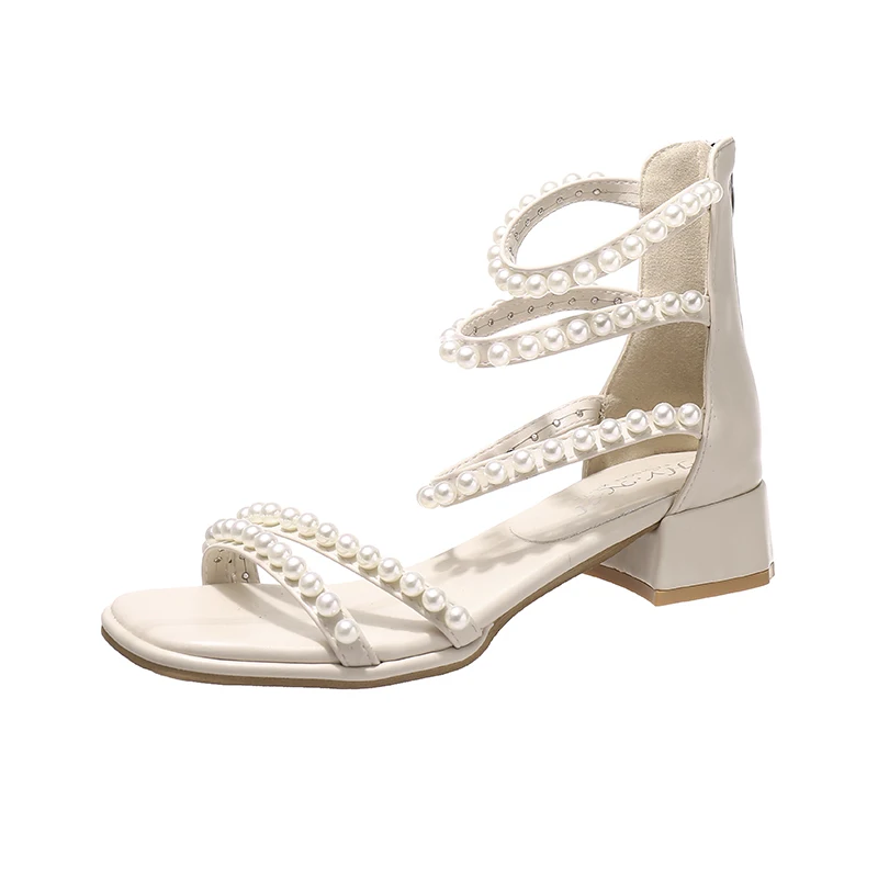 

2021 Sandals Comfort Shoes for Women Espadrilles Platform Clear Heels Suit Female Beige Med New Fashion Pearl High Girls Black B