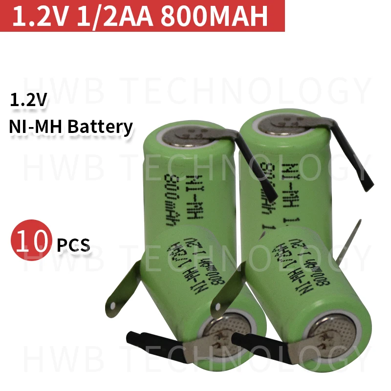 10 упаковок KX Оригинальный Новый 1 2 V 1/2AA 800MAH Ni MH перезаряжаемый аккумулятор с