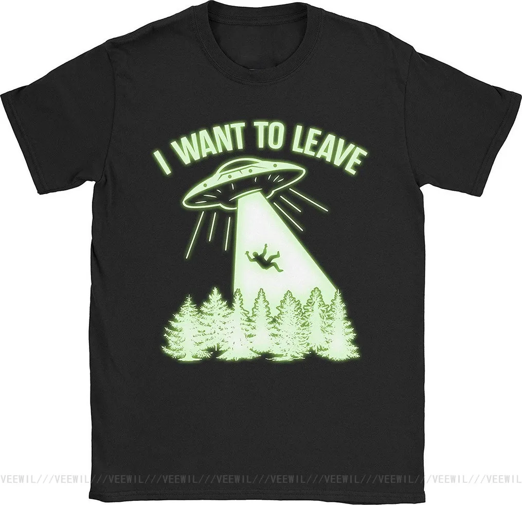 

Men's Glow In The Dark I Want To Leave T Shirt Men Women Unisex Loose Fit TEE Shirt